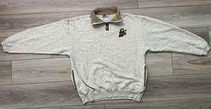 Vintage Habitat Yellowstone Fly Fishing Quarter Zip Sweatshirt Oatmeal Fleece M